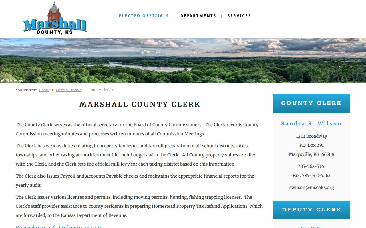 Marshall County open records contact page for booking record requests